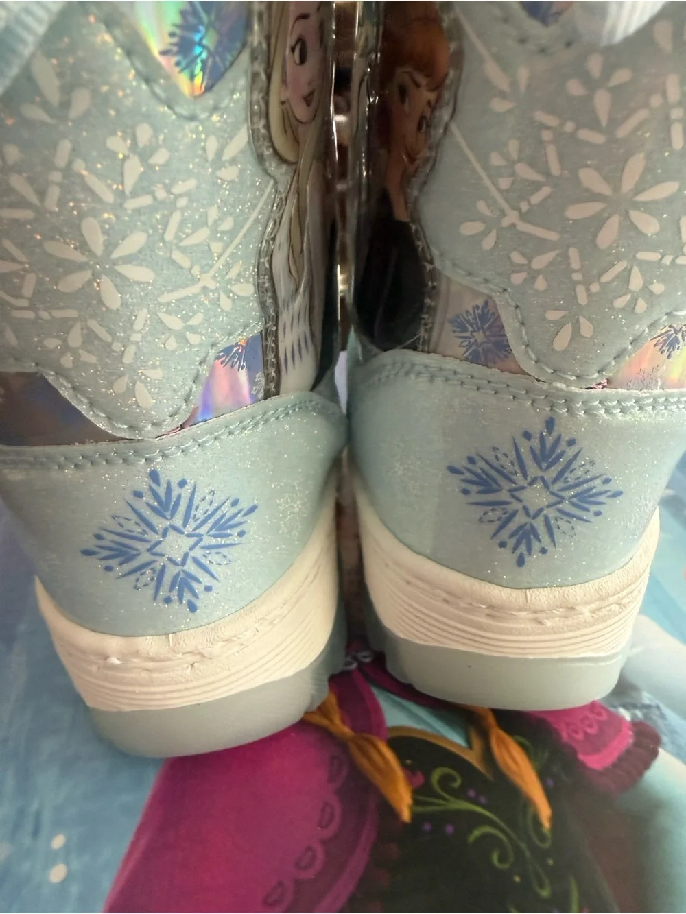 Disney Frozen Light Blue Girls Winter Boots with Elsa & Anna Graphics